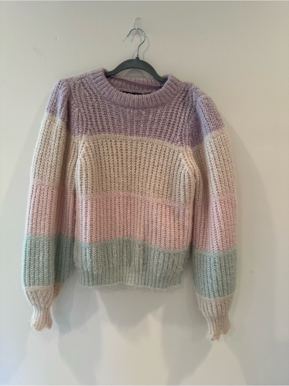 Vero Moda Pastel Stripe Crewneck Sweater - Lavender, Cream, Pink, Sage